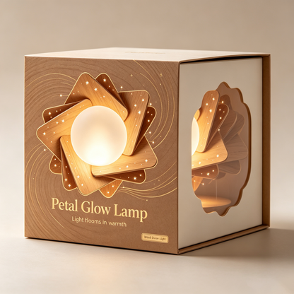 Wooden Starburst Petal Moon Table Lamp